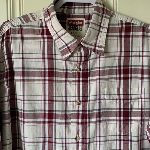 Wrangler Buttoned Down Shirt Burgundy/Ivory Size L - Picture 1 of 7
